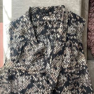 Theory Arilia Snake Lace Top Small  100% Silk